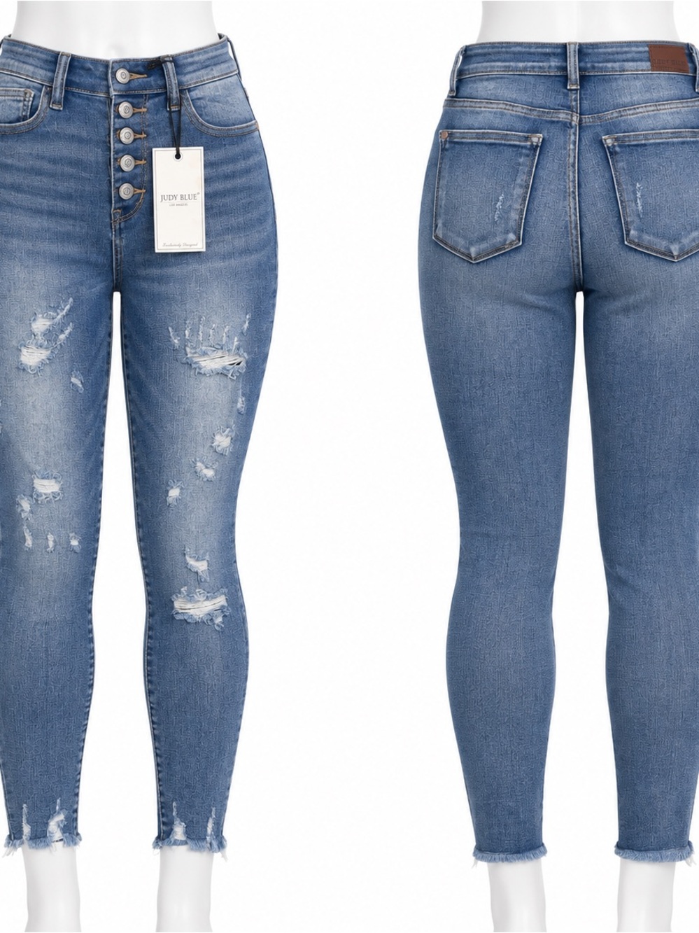 Judy Blue Medium Wash High-Rise Distressed Skinny Jeans
